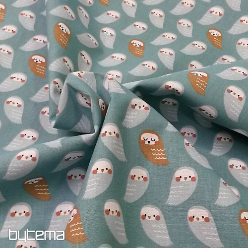 Pamut szövet OWLS türkiz