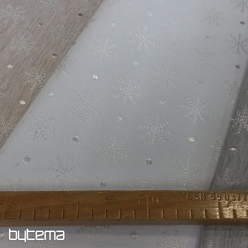 Karácsonyi díszszövet asztalterítőhöz Flake beige 002 szélesség 280