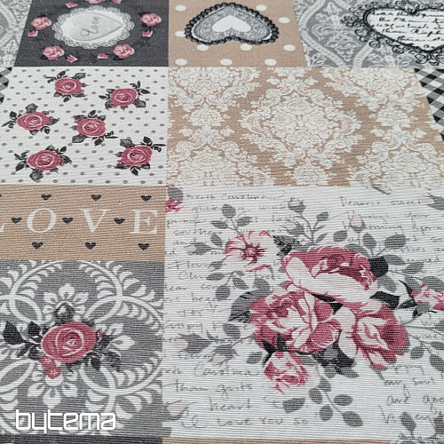 Dekoratív szövet LIA szürke patchwork