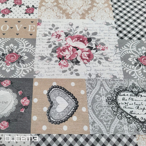 Dekoratív szövet LIA szürke patchwork
