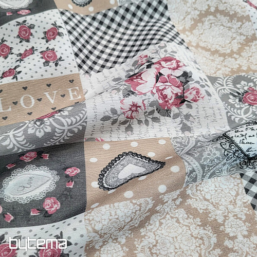 Dekoratív szövet LIA szürke patchwork