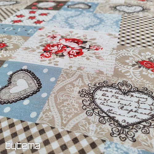 Dekoratív szövet LIA bézs színű patchwork