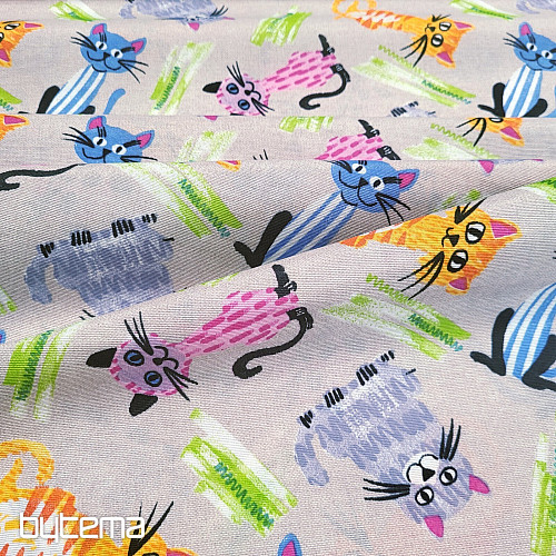 Dekoratív szövet CATS MULTICOLOR