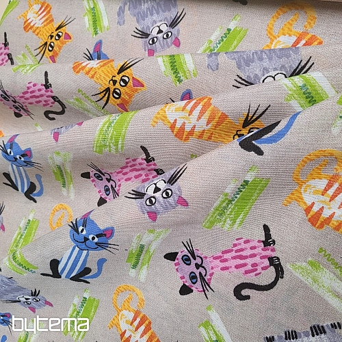 Dekoratív szövet CATS MULTICOLOR