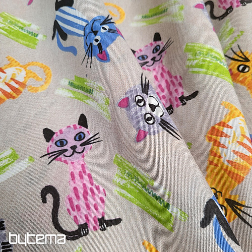 Dekoratív szövet CATS MULTICOLOR