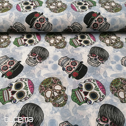 dekoratív szövet SKULL voodoo
