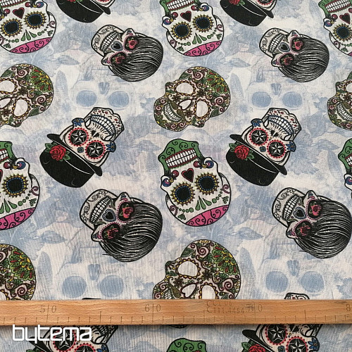 dekoratív szövet SKULL voodoo