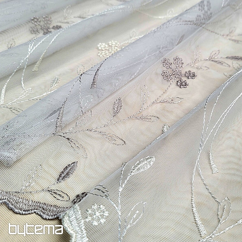 Hímzett luxusfüggöny GERSTER 11443 fehér - bézs
