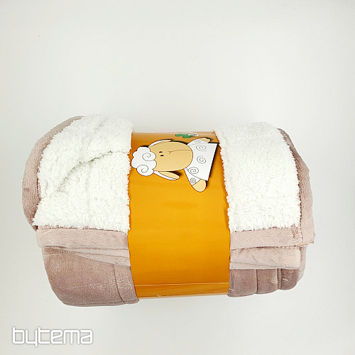 mikroszálas takaró EXTRA SOFT SHEEP varrással bézs-szürke