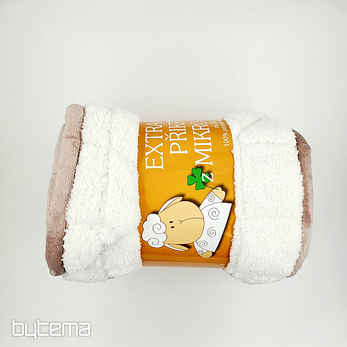 mikroszálas takaró EXTRA SOFT SHEEP varrással bézs-szürke