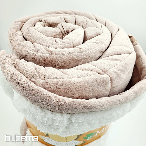 mikroszálas takaró EXTRA SOFT SHEEP varrással bézs-szürke