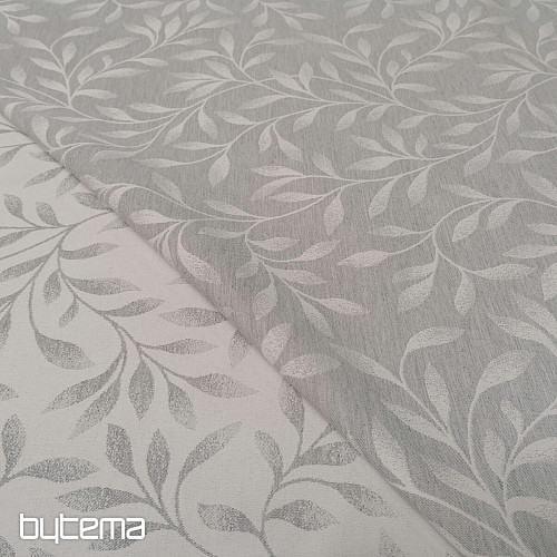 Dekoratív jacquard szövet NIGHT LEAFS szürke