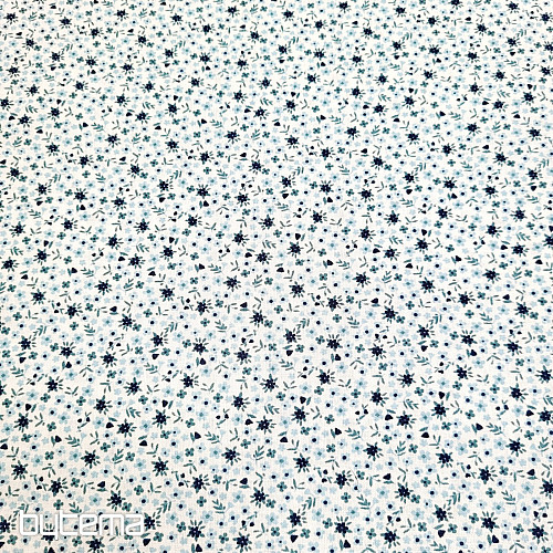 TOMETA virágos kék pamut anyag