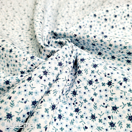 TOMETA virágos kék pamut anyag