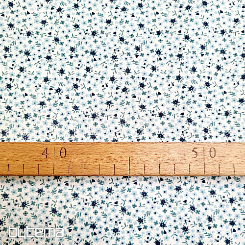 TOMETA virágos kék pamut anyag