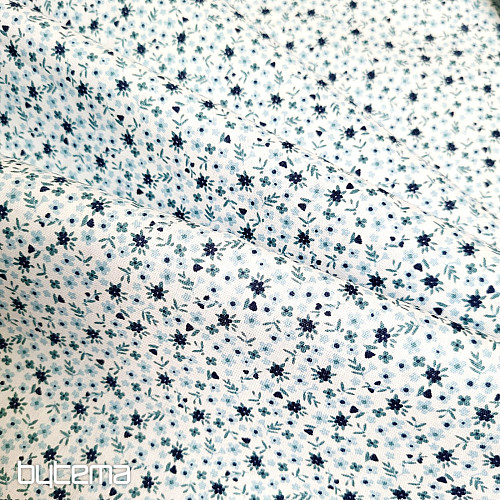 TOMETA virágos kék pamut anyag