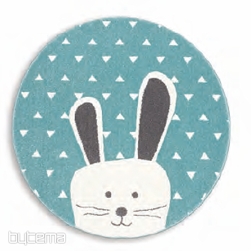 Gyerek kerek szőnyeg PASTEL Bunny türkiz