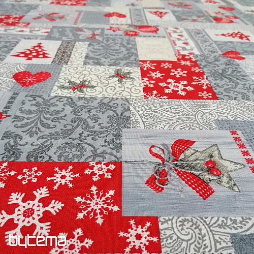 Dekoratív szövet PATCHWORK karácsonyi szürke