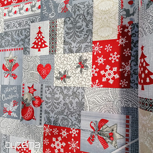 Dekoratív szövet PATCHWORK karácsonyi szürke
