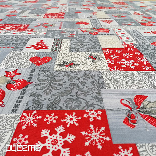 Dekoratív szövet PATCHWORK karácsonyi szürke