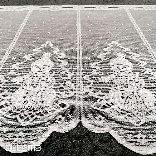 KARÁCSONYI jacquard függöny a HÓEMBER ólomüveg ablakhoz