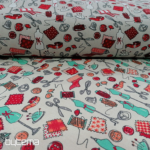 Tessuto di cotone SEWING WORKSHOP rosso turchese