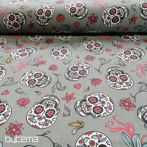 Pamut szövet SKULL khaki