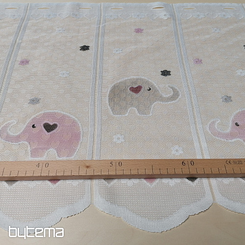 Gyermekfüggöny ólomüveg ablakon - jacquard ELEPHANTS II