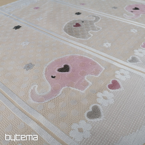 Gyermekfüggöny ólomüveg ablakon - jacquard ELEPHANTS II