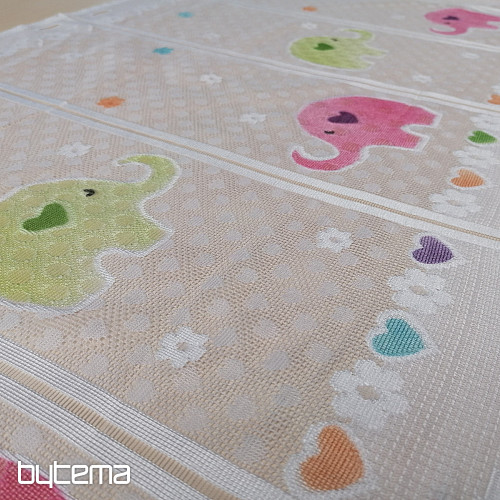 Gyermek függöny ólomüveg ablakhoz - jacquard SLONICI