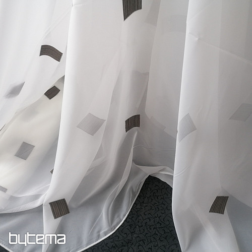 Voile függöny barna kockákkal