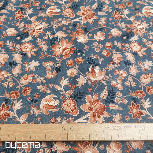 VARANASI KALAMKARI kék pamutszövet