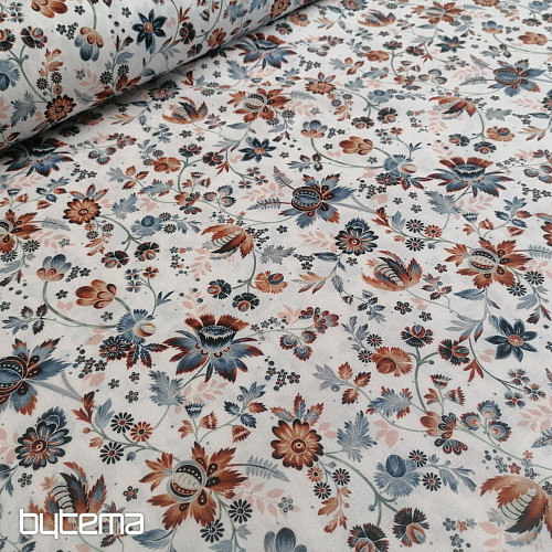 Pamutszövet VARANASI KALAMKARI fehér