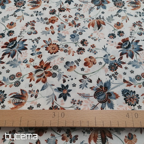 Pamutszövet VARANASI KALAMKARI fehér