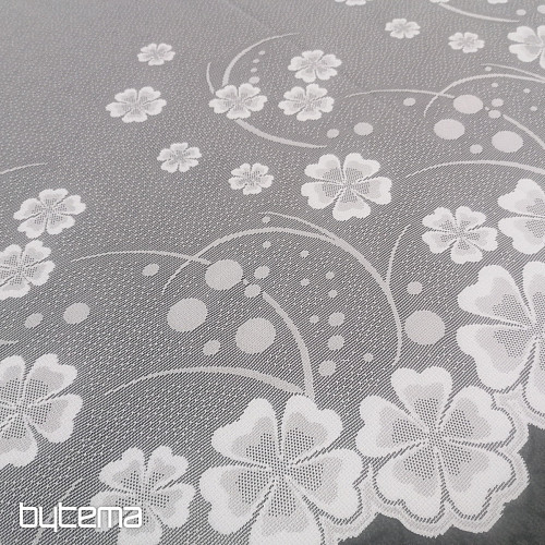 Jacquard függöny A39000 fehér virágok