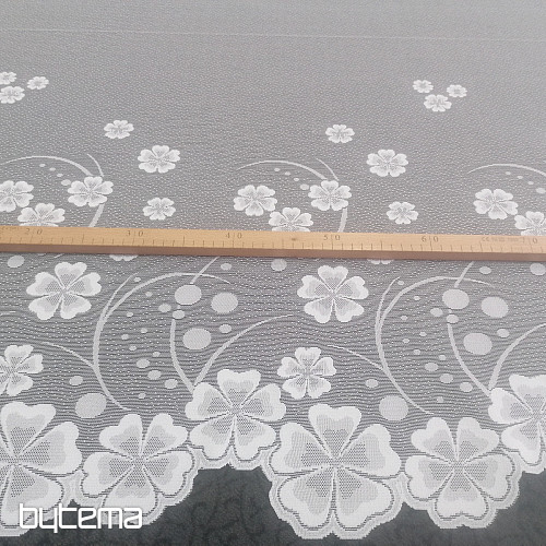 Jacquard függöny A39000 fehér virágok