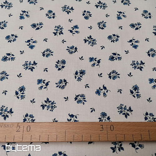 Pamut szövet MAJOLIKA kék virág