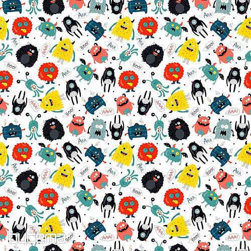 Gyerek pamut szatén MONSTERS digital